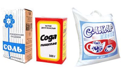 Сода и соль для раствора